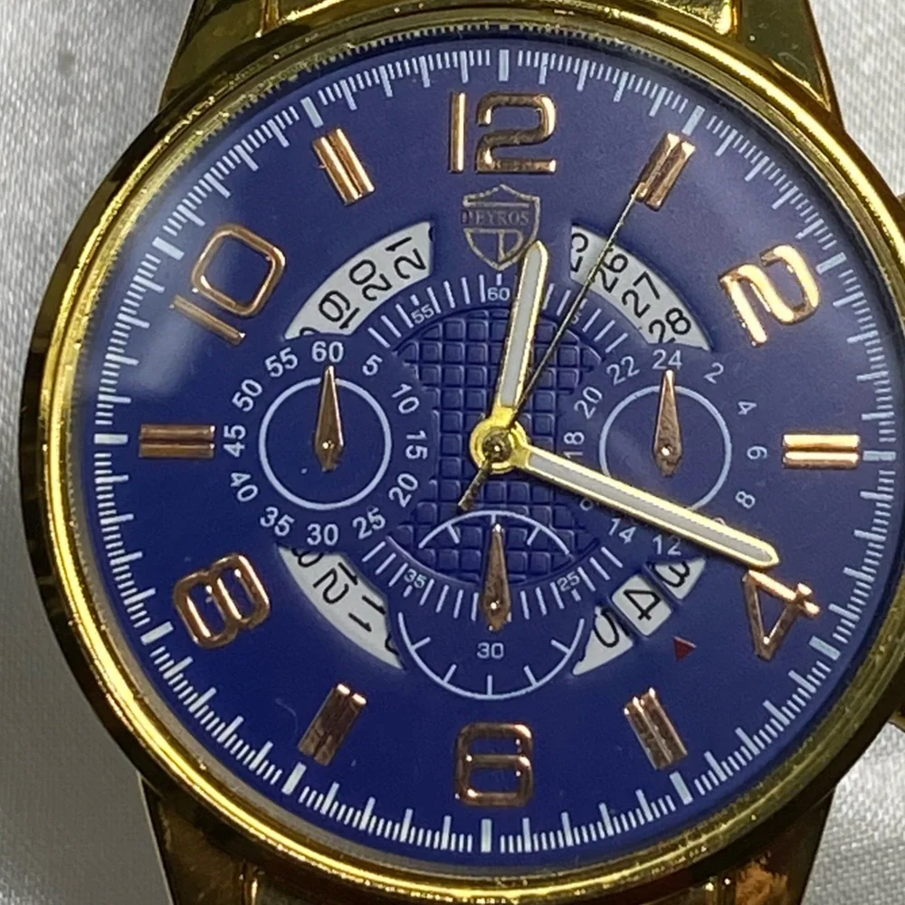 Gold style and Blue Men's Watch